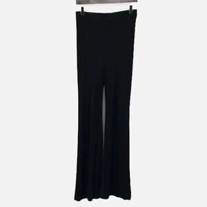Staud Statement Pants High Rise Ribbed Viscose Flared Leg in Black - Size Medium